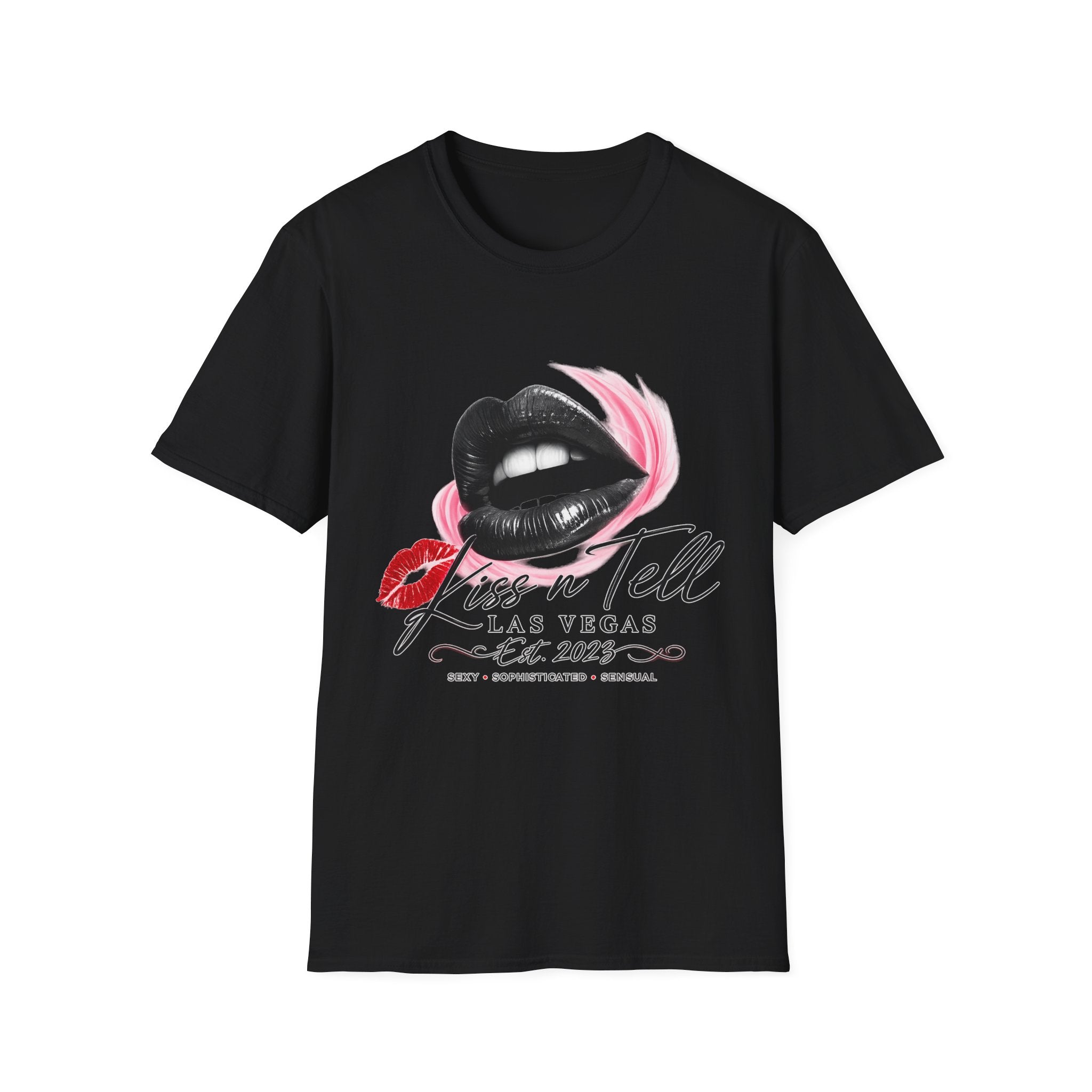 'Kiss n Tell Las Vegas' Graphic Tee (Bla